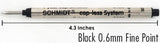 Schmidt Long 8126 Capless Rollerball Refills - Black - Fine Point