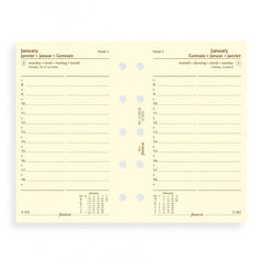 Filofax - Paper Refills - Mini - Day Per Page w Appointments - Cream - 4 Languages 2018