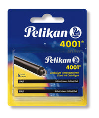 Pelikan 4001 Fountain Pen Ink Cartridges Refills - Brilliant Black - Giant -