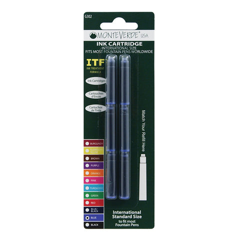 Monteverde Ink Cartridge Refills - International Size - Blue 6-pack