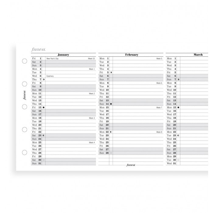 Filofax - Paper Refills - Mini - Vertical Year Planner English 2018