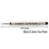 Schmidt Short P8126 Capless Rollerball Refills by Monteverde -  Black - Fine Point