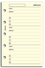 Filofax Papers Addresses Cotton Cream  Mini Size