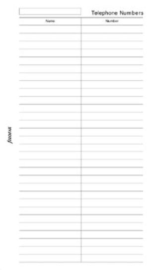 Filofax - Papers Name and Telephone - Personal Size