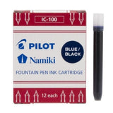 Pilot Namiki Fountain Pen Ink Cartridge - Blue / Black 12pk Refill