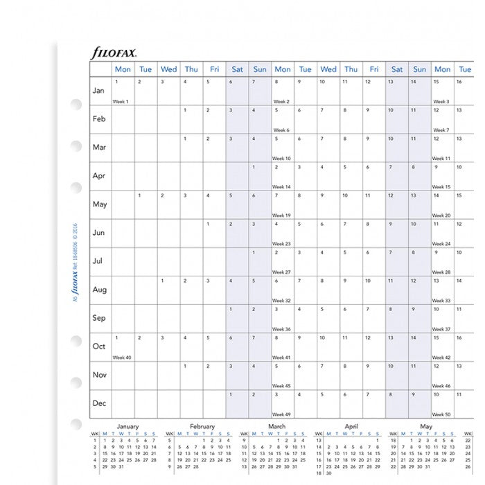 Filofax - Paper Refill - A5 - Full Year Horizontal Planner - English 2018