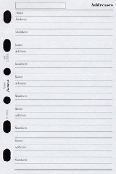 Filofax - Papers Name - Address and Number 100 Pack - Pocket Size