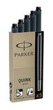 Parker Permanent Black 5-Pack Quick Fountain Pen Ink Cartridge Refills