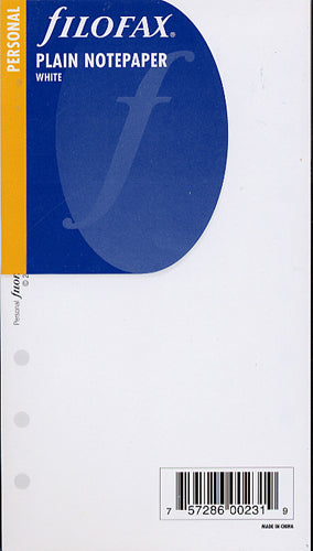 Filofax - Papers Plain Notepaper - White - Personal Size
