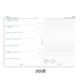Filofax Week on Page with Notes 5 Languages 2018 A5 Size Calendar Refill
