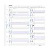 Filofax Full Year Vertical Planner English 2018 Personal / Compact Size Calendar Refill