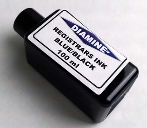 Diamine Registrars Ink Blue / Black 100mL  Bottled Ink