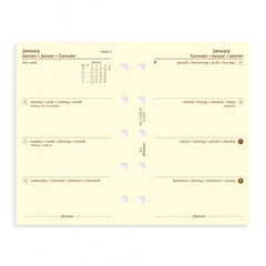 Filofax - Paper Refills - Mini - Week Per Two Pages - Cream - 4 Languages 2018